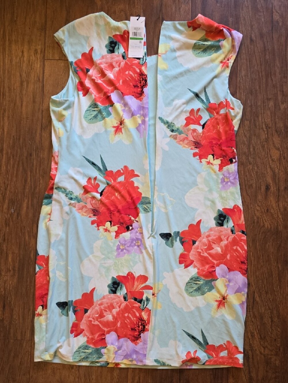 Calvin Klein Mint Shift Dress with Red Floral Print - Picture 5 of 6